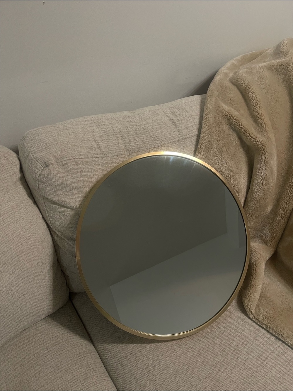 Round Gold-Framed Wall Mirror - Neutral Accent